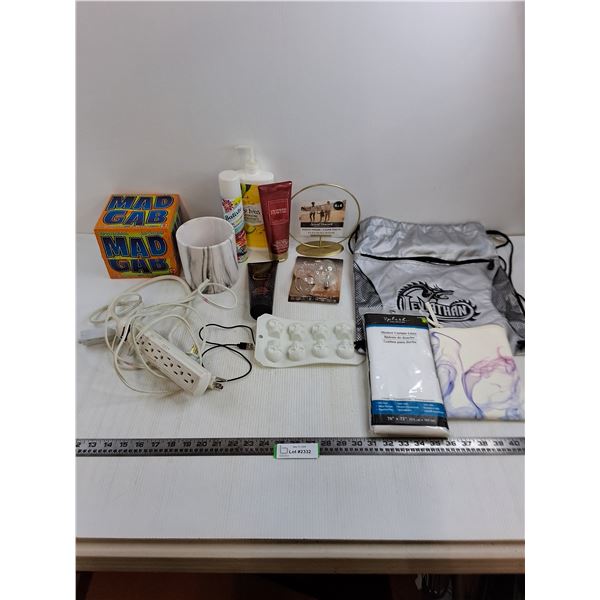Mad Gab Game, Skin Creams, Shower Curtain, Power Bar, Misc.