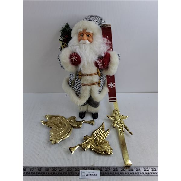 Christmas Decor Lot, 16" Skier Santa