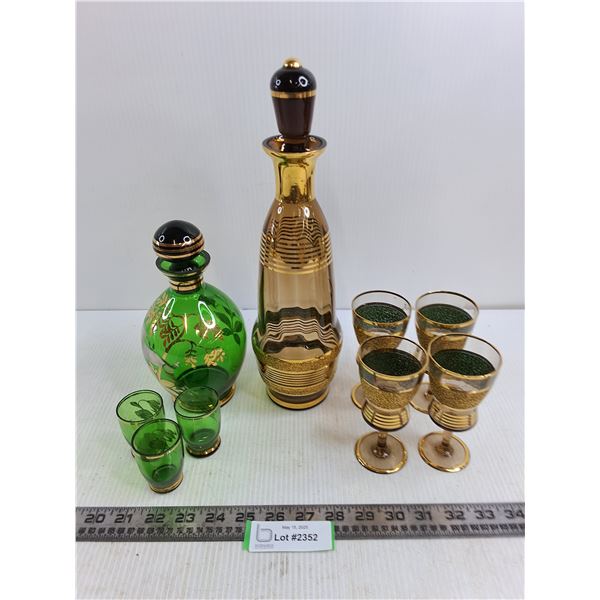 (2) Vintage Decanter Sets