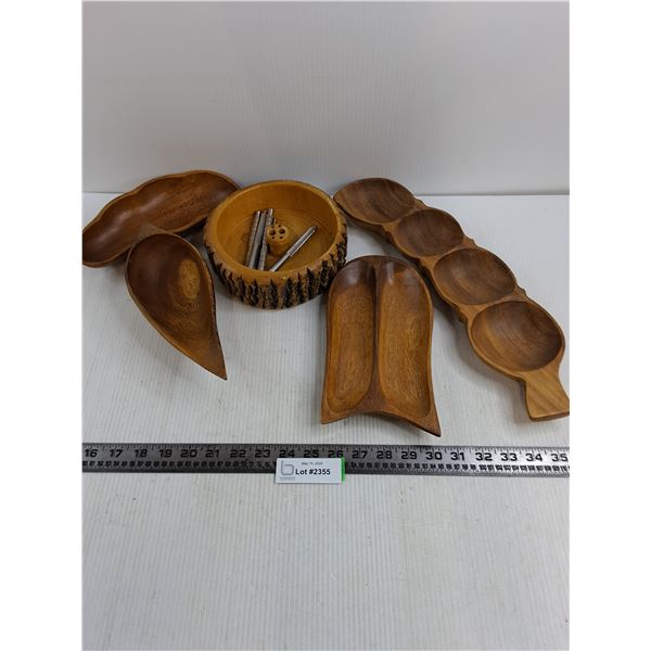 Wooden Dish Platters Lot