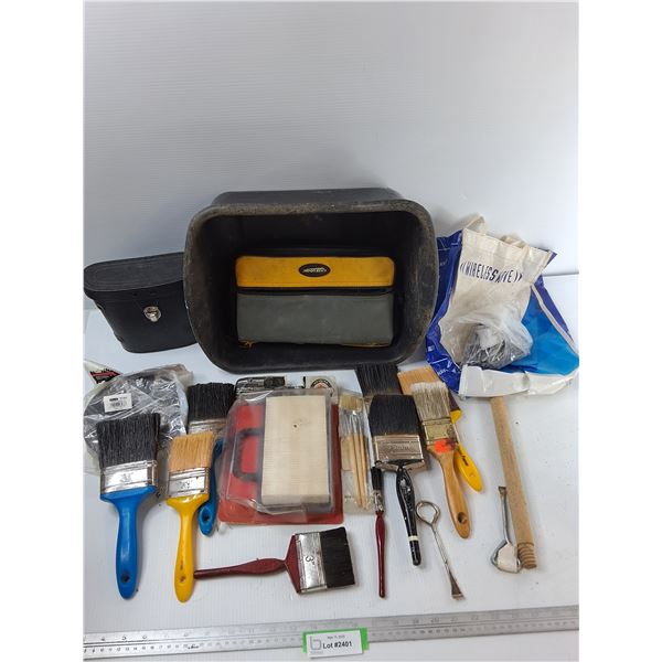 Assorted Items - Paint Brushes, Nails, Misc