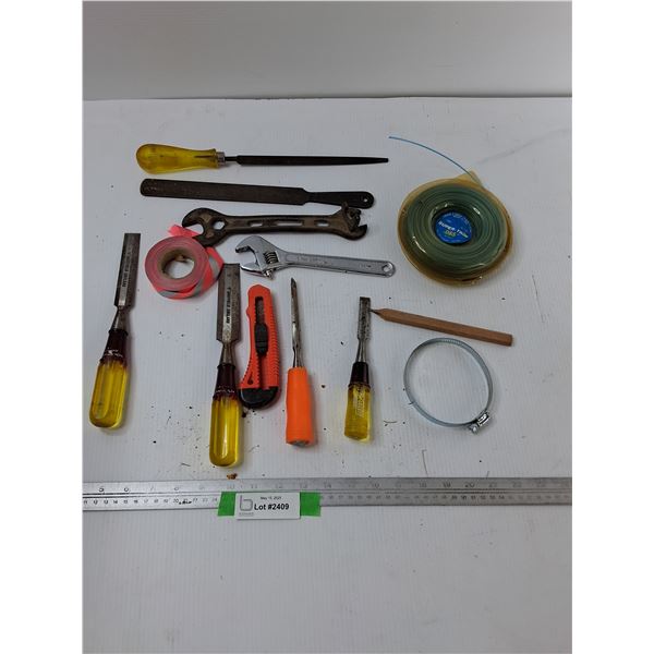 Assorted Tools - Wood Chisel, File, Misc