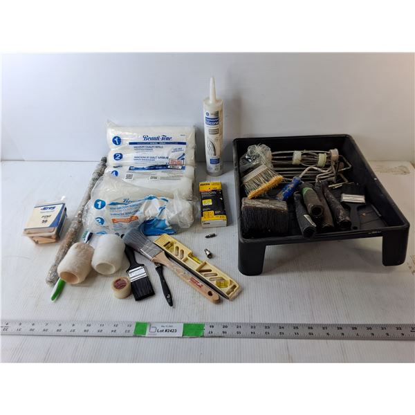 Paint Lot- Rollers, Handles, Tray, Misc.