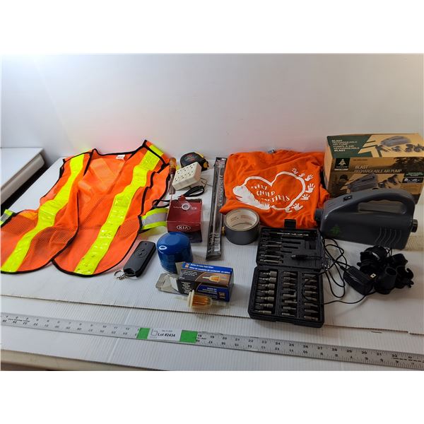 Bit Set, Safety Vest, Kia Oil Filter, Misc.