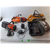 Image 1 : Black & Decker Sander & Jigsaw- Both Power On, Flashlight, Sanding Belt, Misc.