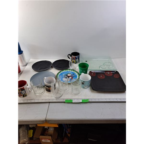 Lot Of Various Dishes, (6) Plates, (10) Cups