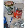 Image 4 : Bucket with RV Chock, Sandpaper, (2) Full Oil Cans and Nuts/Bolts