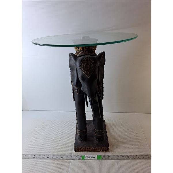 *Metal  Elephant Shaped Table with Glass Top 24" Tall x 19" Wide