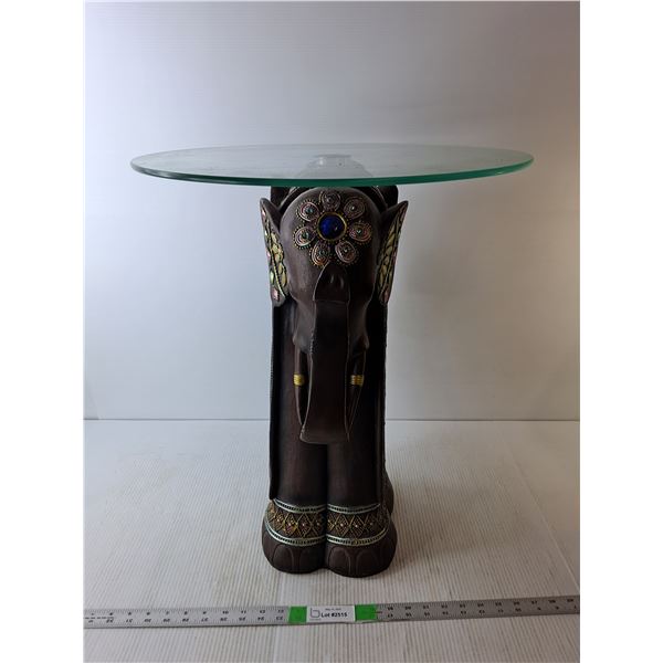 *2 Sided Metal Elephant Table with Glass Top 23" Tall 18.75" Wide