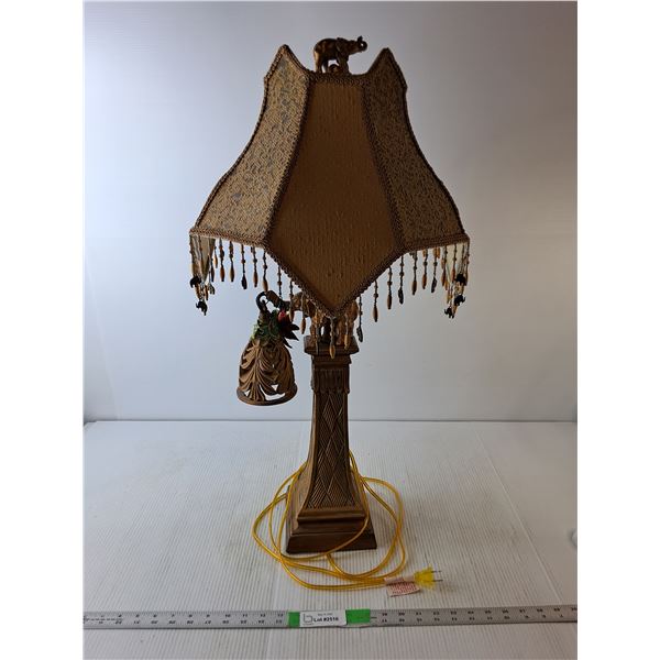 Elephant Style Lamp with Tassled Shade- Working, No Bulb 32" Tall