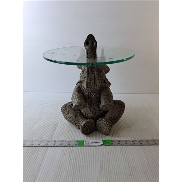 Elephant Style Decorative Table with Glass Top 14.75" Tall x 19"