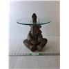 Image 1 : Elephant Style Decorative Table with Glass Top 14.75" Tall x 19"