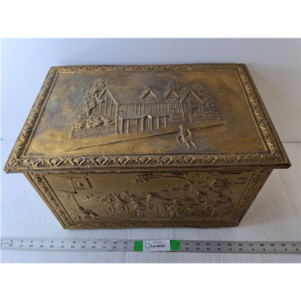 Brass Plated Wood Storage Box 12" Tall x 18" Long x 12" Wide