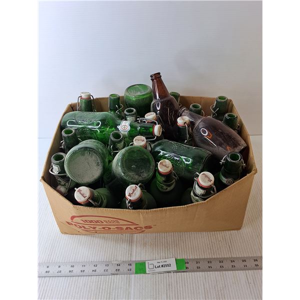 Lot of Vintage Glass Bottles, Mostly Grolsch