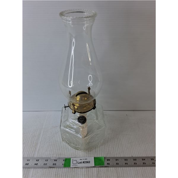 Glass Oil Lamp 14.5" Tall