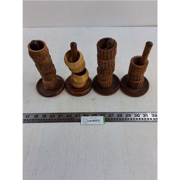 (4) Sets of Wooden Napkin Ring Holders
