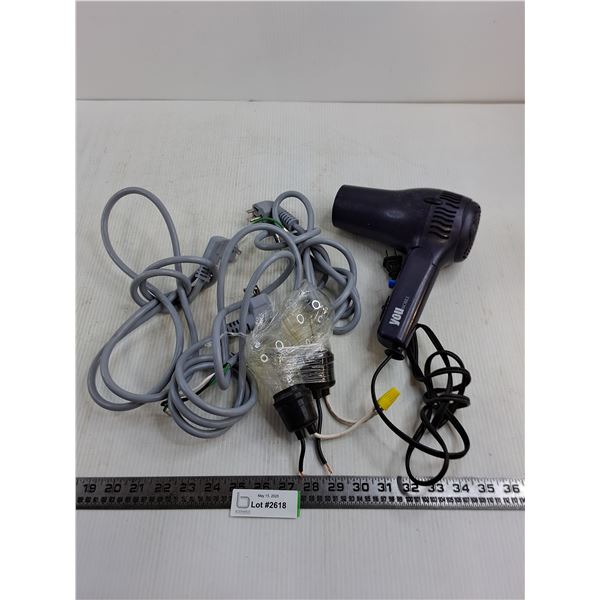 You Mobile Blow Dryer - Working, 3 Power Cables, 2 Light Sockets with Bulbs