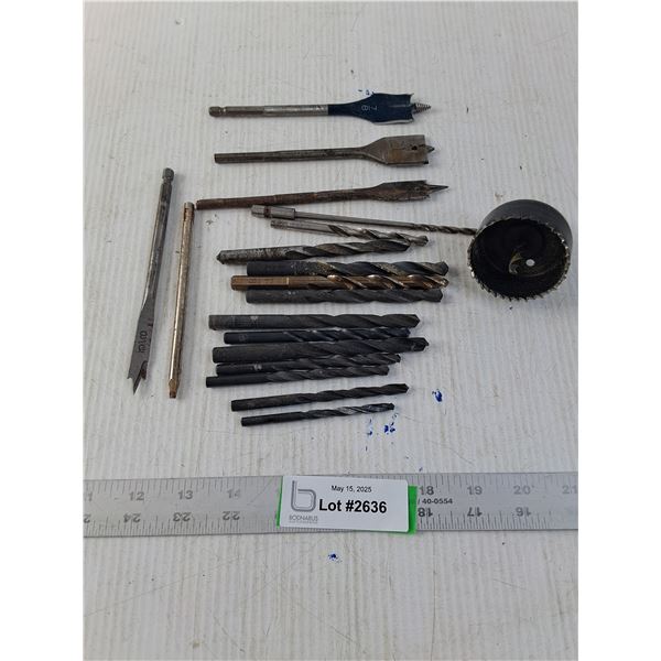 Assorted Drill, Spade Bit and Hole Saw