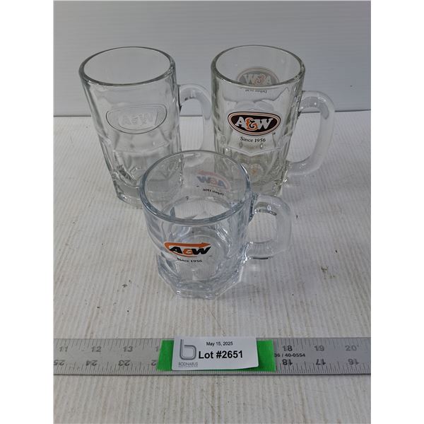 (3) A&W Root Beer Mugs