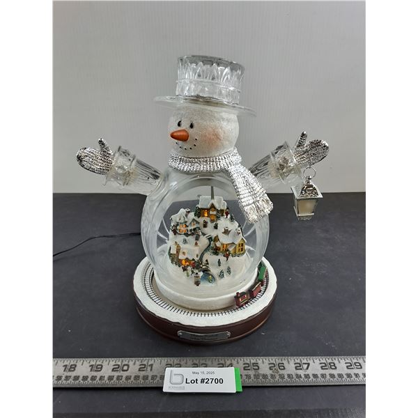 Thomas Kinkade "White Christmas" Electric Snowman/Train Ornamental Display - Working