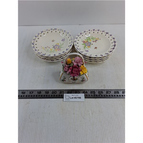 (8) Ceramic Dishes, Musical Ornamental Bouquet