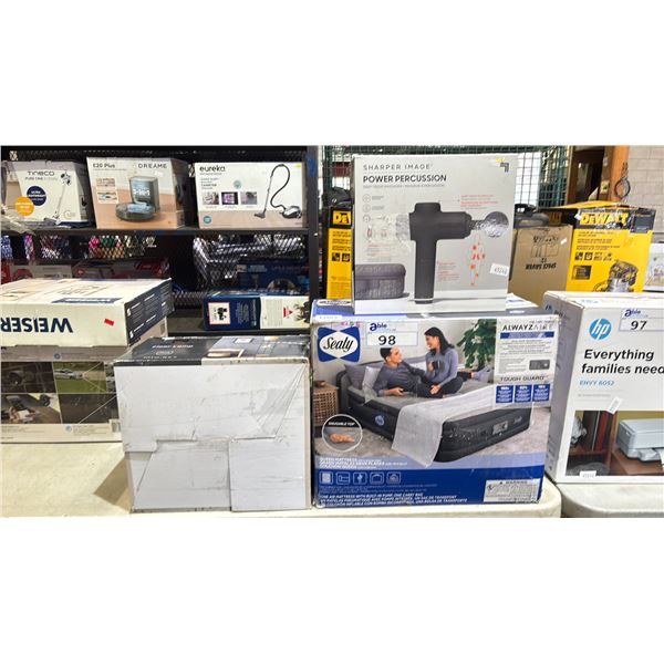 SEALY QUEEN MATTRESS WITH HEADBOARD, SHARPER IMAGE DEEP TISSUE MASSAGER & A MAINSTAYS MATTE FINISH