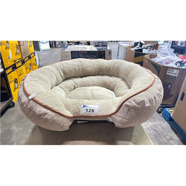 BEIGE FLEECE LINED PET BED