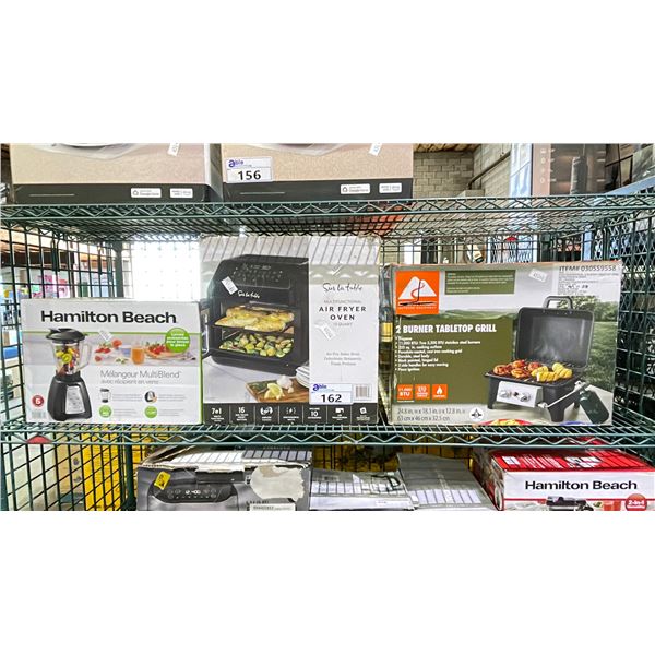 2 BURNER TABLETOP CAMPING GRILL, SUR LA TABLE MULTIFUNCTIONAL AIR FRYER & HAMILTON BEACH MULTIBLEND