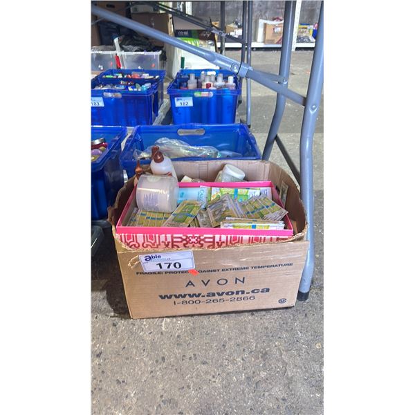 2 BINS OF ASSORTED COSMETICS INCLUDING NAIL POLISH, AFTER SHAVE, SHAMPOO, SHOWER CREAM & MORE