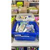 Image 1 : 2 BINS OF ASSORTED RAZORS, SOAP, BODY LOTION, BODY WASH, BODY OIL & MORE