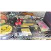 Image 3 : SHELF OF BATH ITEMS, WEIGHTS, SKIPPING ROPE, CLOCK, OLIVE OIL BALSAMIC SET, SOCKS & MORE