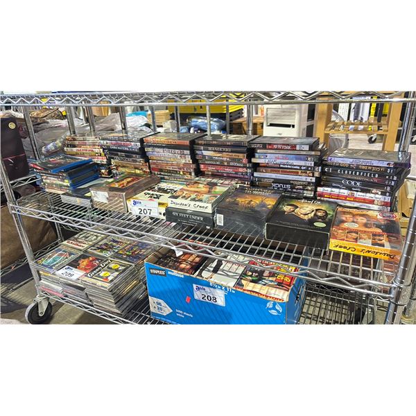 SHELF OF ASSORTED DVDS, BOX SETS & BLUE RAYS