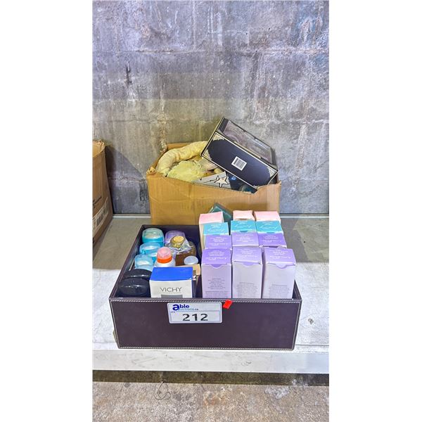 2 BOXES OF BATH SETS, BODY WASH, DEODORANT, FOOT LOTIONS/SPRAYS & MORE