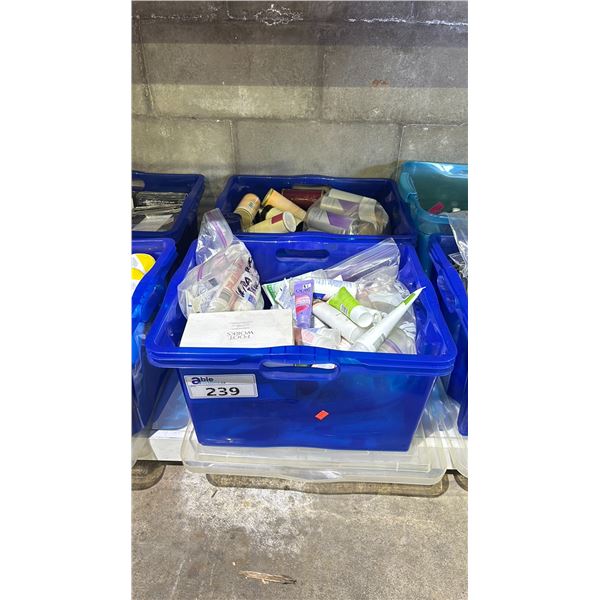 2 BINS OF FOOT WORKS PRODUCTS, HAND CREAM, SHIMMERING BODY POWDER