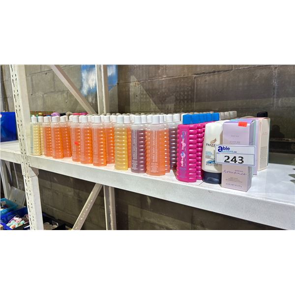 LARGE LOT OF ASSORTED AVON BUBBLE BATH, MARY KAY SUGAR SCRUBS, PANTENE/ INFUSIUM SHAMPOO &