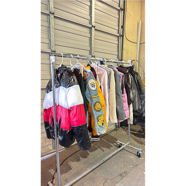 RACK OF ASSORTED MENS & WOMENS CLOTHING *RACK NOT INCLUDED*
