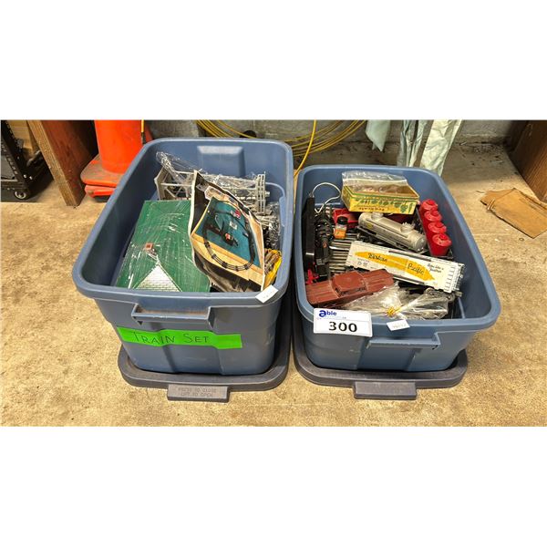 2 TOTES OF VINTAGE TRAIN SETS