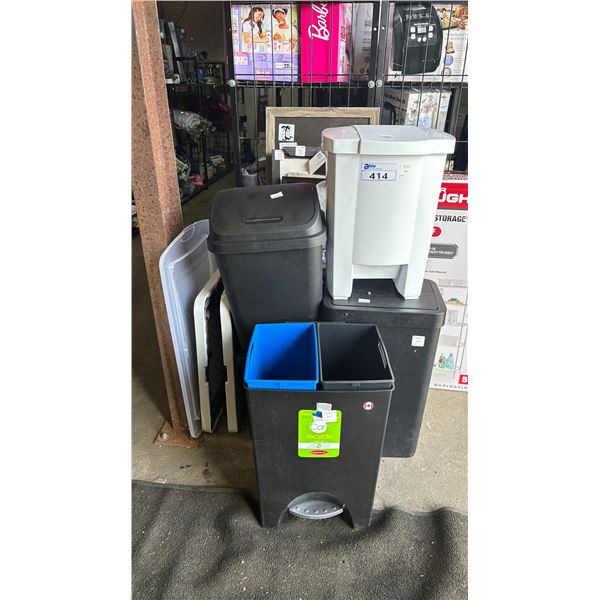 ASSORTED ITEMS INCLUDING; FOLDING TABLE, WASTE BINS, PICTURE FRAMES & MORE