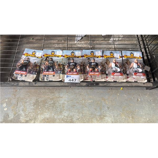 6 ASSORTED WWE SUPERSTARS ACTION FIGURES INCLUDING; KEVIN NASH, SCOTT HALL & SHAWN MICHAELS