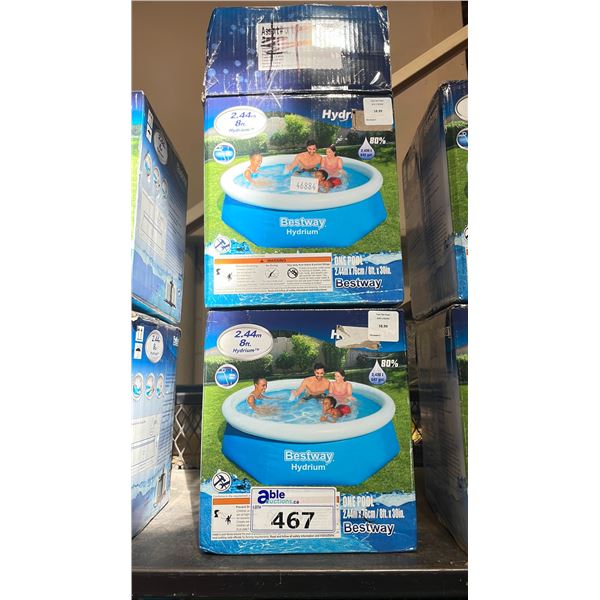 2 BESTWAY HYDRIUM 8' INFLATABLE POOLS