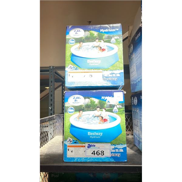 2 BESTWAY HYDRIUM 8' INFLATABLE POOLS
