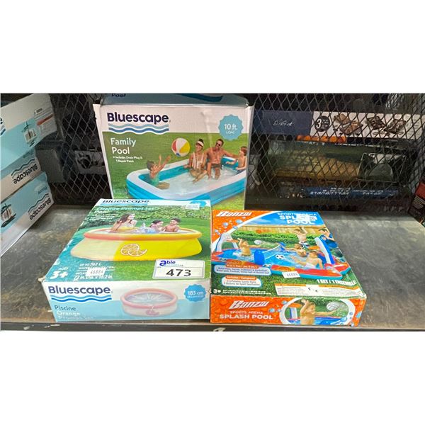 3 ASSORTED INFLATABLE OUTDOOR POOLS