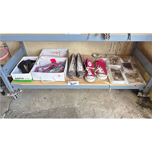 ASSORTED WOMENS SHOES & CLIP IN HAIR