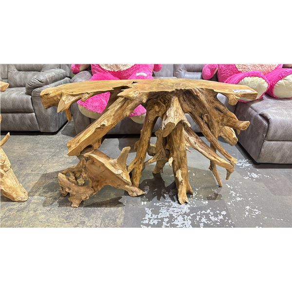 SOLID TEAK ROOT CONSOLE TABLE APPROX 47.5" X 16"