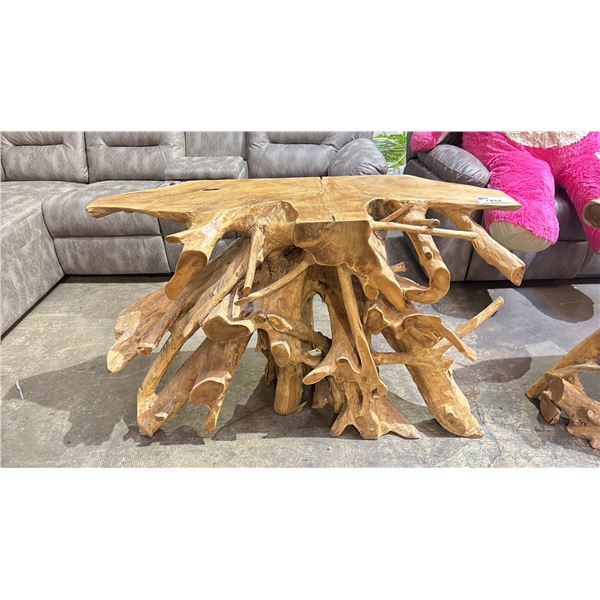SOLID TEAK ROOT CONSOLE TABLE APPROX 47.5" X 16"