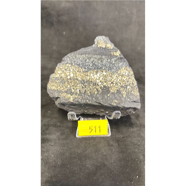 4" X 3.8" PYRITE & SHUNGITE SPECIMEN