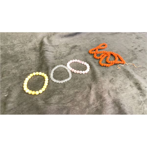 CLEAR QUARTZ BRACELET, YELLOW CALCITE BRACELET, ROSE QUARTZ BRACELET, RUDRAKASH MALA BEADS *RETAIL