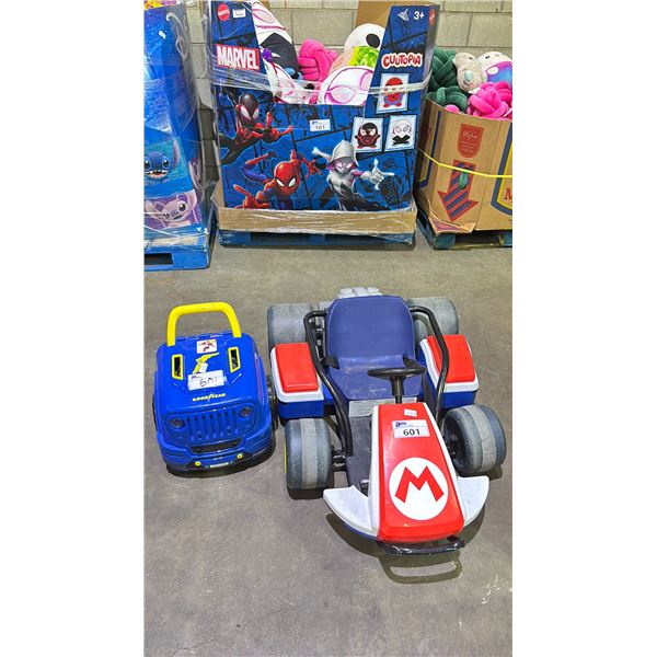 NINTENDO MARIO KART 24V KIDS RIDE ON GO KART *NO CHARGER* & A GOODYEAR KIDS TOY