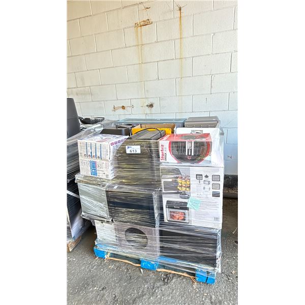 PALLET OF ASSORTED SMALL APPLIANCES INCLUDING AIR PURIFIER, AIR FRYERS, WATER FLOSSER, MICROWAVES,