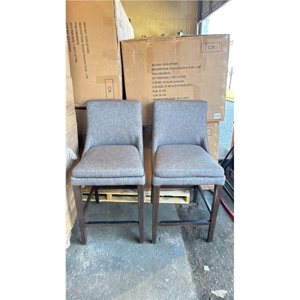 PAIR OF UPHOLSTERED BAR STOOLS